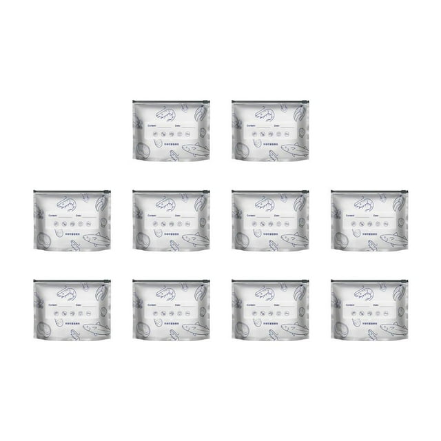 10PCS Reusable Food Storage And Preservation Slider Bags,Stand Up Foil Sealable Bags With Label And Zip Lock,Aluminum Foil Sealable Storage Bags,For Kitchen Vegetable Fruit Meat Storage And Freezable