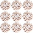 thumbnail image 1 of 30 botones de diamantes de imitación de 19 mm con forma de flor en color oro claro y base plana., 1 of 9