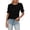 Black, variant on Womens Blouse Round Neck Short Sleeve Loose Fit Tops With Floral Lace Overlay Elegant Casual Shirts