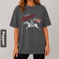 thumbnail image 2 of VibeNest Studio Unisex America Land of the Free Since 1776 Cowboy Horse Western Patriotic Graphic T-Shirt, 2 of 8