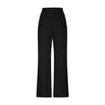 thumbnail image 4 of QATAINLAV Wide Leg Pants for Women Summer Baggy Flowy Linen Palazzo Pants Beach Casual Elastic Waist Trouser with Pockets Black L Gifts for Mom, 4 of 7