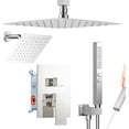 thumbnail image 3 of Brushed Gold Shower System   Ceiling Mount Shower Set Wall Mount Rainfall Showerhead with Handheld Functions -Pressure Spray  Dual Rain Shower Faucet Set with Valve Complete, 3 of 6