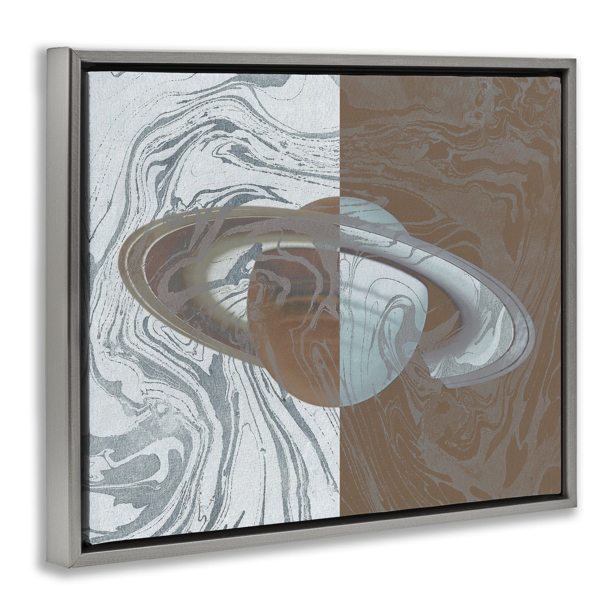 Stupell Industries Abstract Marbled Planet Astrology & Stars Painting Gray Floater Framed Canvas Art Print Wall Art, 31 x 25