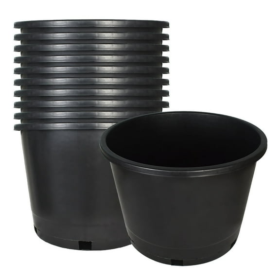 hostic 10 Pcs Black 10 Gallon Circular Short Seedling Pots Plastic Plant Pots Seedling Cups Nursery Pots Plant Containers