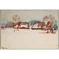 thumbnail image 3 of Kazimierz Wojtanowicz 14x11 Black Modern Framed Museum Art Print Titled - Winter Rural Landscape (1940), 3 of 5