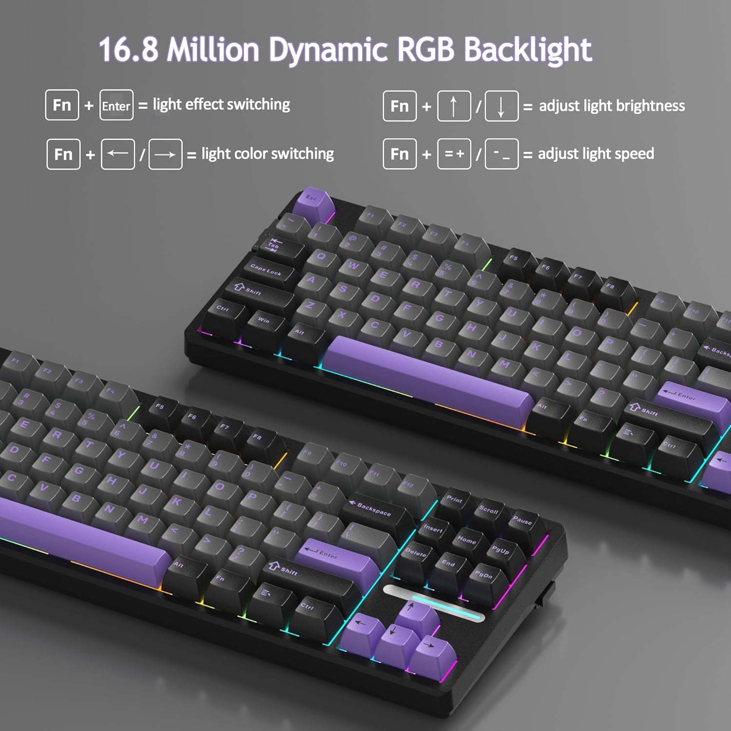 MageGee LIGHT87 Wireless Creamy Keyboard, Gasket Structure, RGB Backlit, 2.4G/USB-C/BT5.0 Hot Swappable 8000mAh