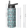 thumbnail image 4 of Leopard Print Insulated Stainless Steel Water Bottle with Straw & Cleaning Brush – 18 Oz | Leakproof, BPA-Free, 304 Stainless Steel, Wide Mouth, Travel Mug for Car, Gym, Office, 4 of 5