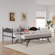 thumbnail image 2 of Negra metal tamaño individual size day cama con trundle: estilizado para cabecero, pop - up foldable trundle, heavy duty steel slats, perfect para living, dormitorio, y guest rooms, 2 of 8