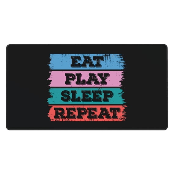 DouZhe Large Mouse Pad, Urban Style Eat Play Sleep Repeat Non-Slip Waterproof Rubber Keyboard Office Desk Pads Mousepad, 29.5 x 15.8 inches 3mm Thick
