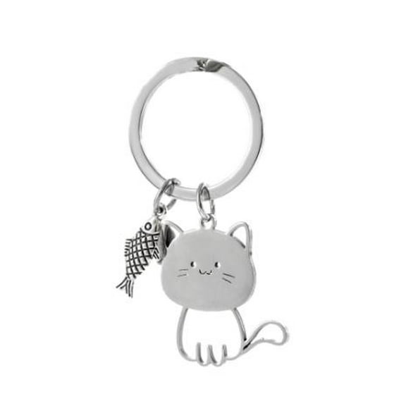 WRITWAA Funny Cat Keychain Cartoon Design Durable Accessory for Cat Lovers 1Set