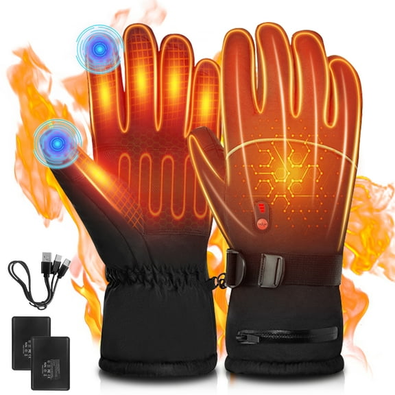 JOUALY Rechargeable Heated Gloves with 7.4V 10000mAh*2 Battery Packs,3 Temp Settings & Touchscreen Sensitivity | Instant Heating Winter Gloves for Skiing, Motorcycle, Camping, Outdoor Work