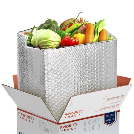 Foil Insulated Box Liners, 11 x 8.5 x 5.5 Inches. Pack of 10 Self-Seal Thermal Insulation Bag with Gusseted Bottom. Leakproof Insulated Shipping Bags for Food. Fits USPS Medium Flat Rate Box