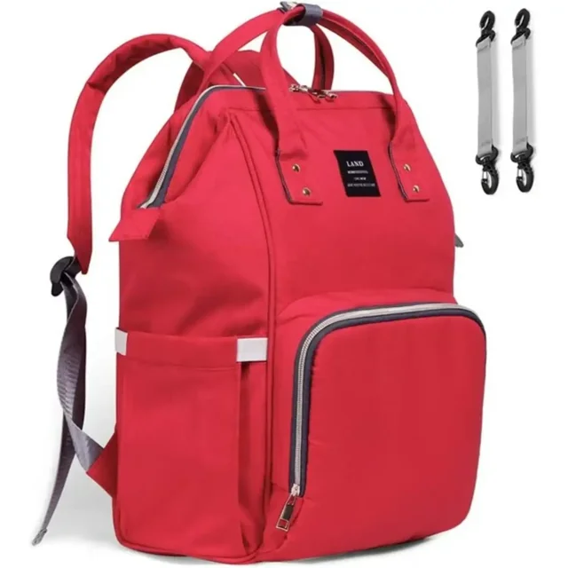 Refurbished GRM Diaper Bag Multi-Function Waterproof Backpack Large Red