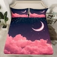 thumbnail image 3 of Feelyou Romantic Pink Cloud Twin Sheet Sets, Mystic Galaxy Moon Twin Fitted Sheet, Glitter Dreamy Stars Print Flat Sheet, Super Cozy Room Decor, 3pcs, 3 of 8