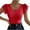 Red, variant on Lovskoo Knit Summer Tops for Women 2024 Round Neck Short Sleeve Solid Color Trendy Comfortable Breathable Blouses Tops Red