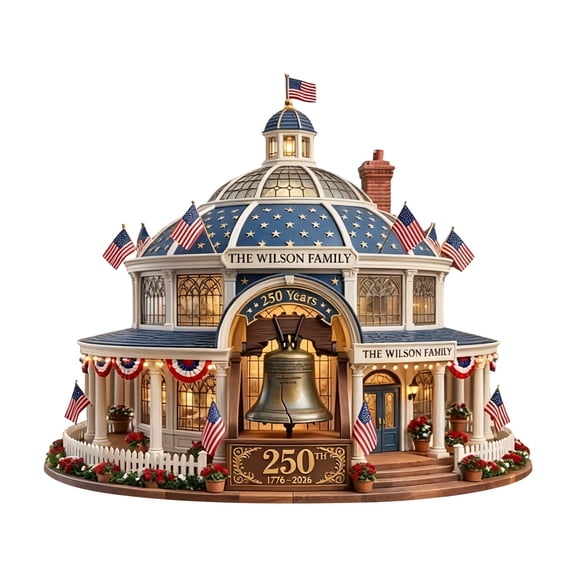 XINGAG Patriotic Tabletop Decorations, 250th Anniversary 1776–2026 4th of July Table Decorations Red White Blue Table Centerpieces American Flag Sign for Office Tiered Tray Home Shelf Party