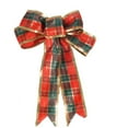 thumbnail image 1 of Xmarks Christmas Tree Topper 10 Pack, 9.4*7.4in Topper Bow for Christmas Decorations, Christmas Ornament with Red Black Buffalo Plaid Bows, 1 of 6