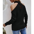 thumbnail image 3 of Chandail à Manches Longues, Femmes V Pull Col Froid Pull Épaule Chandail de Couleur Pure Fonctionnalité Intelligente, 3 of 5