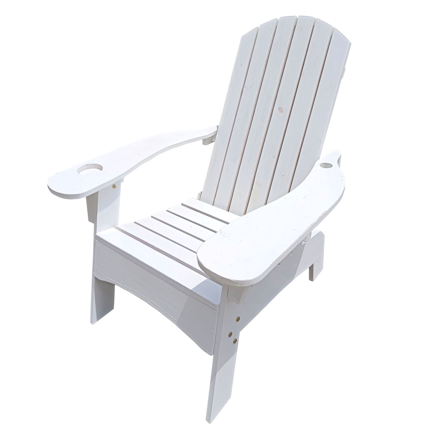 Resenkos Indoor/Outdoor Wood Adirondack Chair, Polywood Adirondack Chair with Hole to Hold Umbrella on The Arm, White