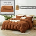 thumbnail image 2 of Alazuria Duvet Cover Set Soft Prewashed Microfiber with zipper and 4 corner ties Caramel Terracotta color Twin size ( 90" x 68" ), 2 of 5