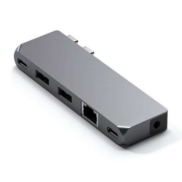Hub Adaptador Tipo-C Satechi Gris Espacial con USB4 y Ethernet para MacBook Pro/Air