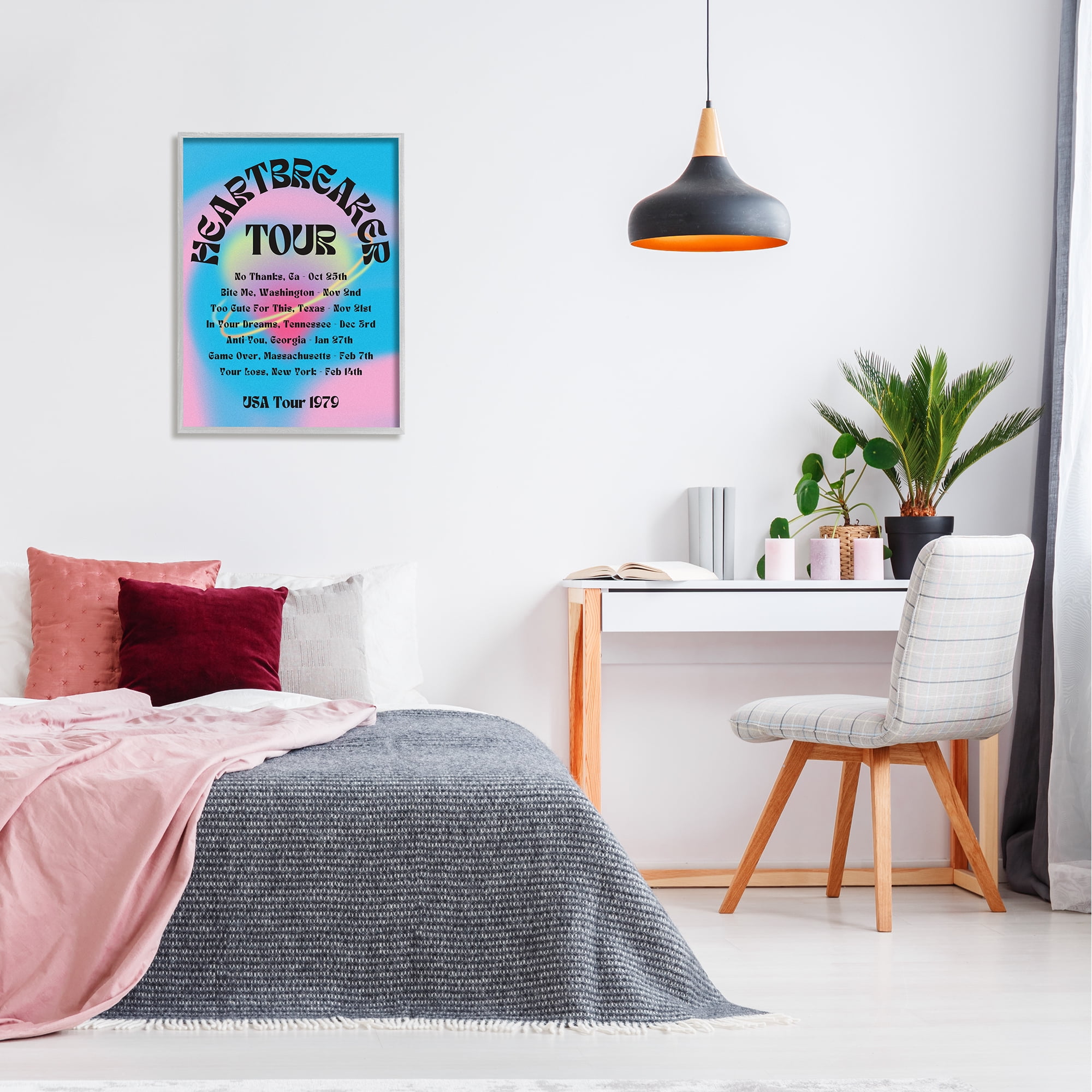 Stupell Industries Vintage Heartbreak Tour Typography Painting Gray Framed Art Print Wall Art, 24 x 30