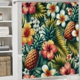 thumbnail image 6 of GOSMITH Leaf Hawaiian Pineapples Tropical Palm Leaves Flowers Green Yellow Pink for Bathroom Shower Curtain Multiple Sizes White, 6 of 7