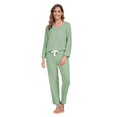 thumbnail image 3 of ANLIQI Women's Pajama Sets 100% cotton Long Sleeve Shirt and Pants Sleepwear Nightwear Soft Pjs Lounge Sets(Sage Green, XX-Large), 3 of 8