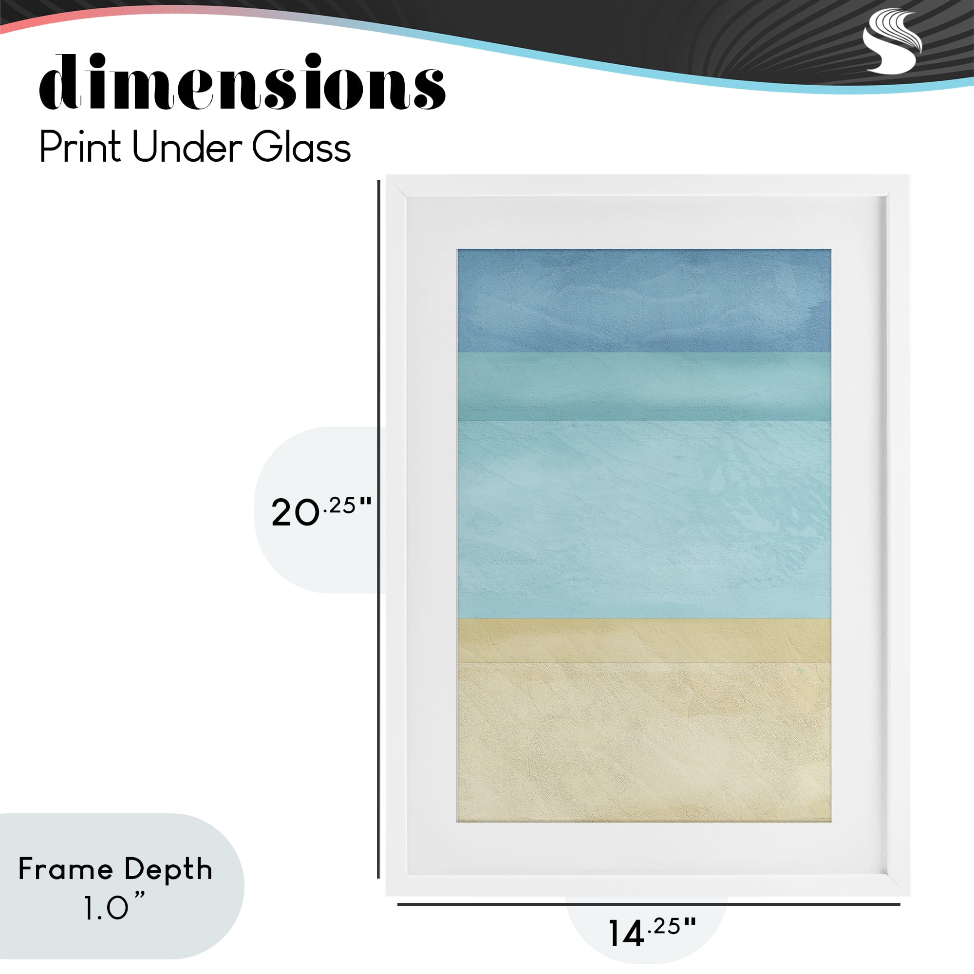 Stupell Industries Abstract Beach Coastal Color Block White Framed Print Under Glass, design by Martina Pavlova