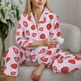 thumbnail image 6 of Fotbe Hand Drawn Strawberry Pattern Long Sleeve Pajama Set for Women,Sleepwear Set,2-piece Loungewear Set,Soft PJs Comfy Nightwear with Pockets -Large, 6 of 7
