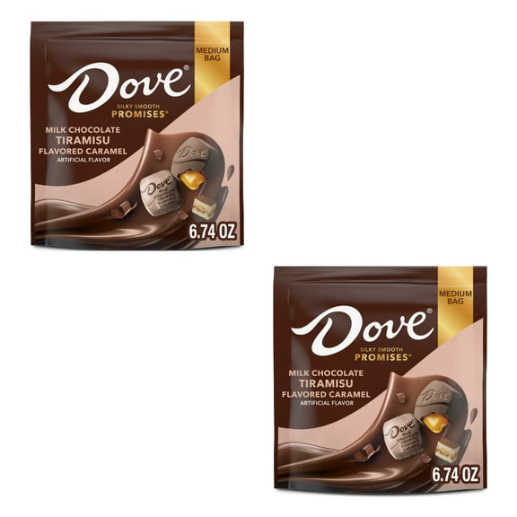 Dove Promises Milk Chocolate Tiramisu Caramel Candy - 6.74 oz Bag, (Pack of 2)