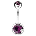 thumbnail image 1 of Belly Button Navel Rings Implant Grade Titanium Double Bezel Set Jeweled, 1 of 7