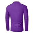 thumbnail image 3 of Fabrcox Long Sleeve Slim Fit Polo Shirts for Men Black Solid Color Turn-Down Collar Fall Spring Basic Casual Button Polo Shirts Purple XXL, 3 of 3