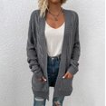 thumbnail image 5 of Women's Casual Long Sleeve Cardigan, Cable Knit Open Front Sweater with Pockets, Cozy Outerwear for Daily Wear & Fall Winter Outfits, 5 of 7