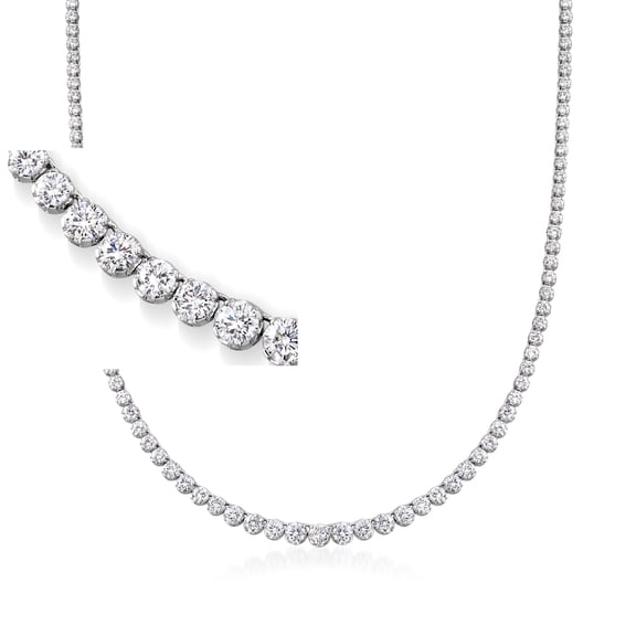 Ross-Simons 20.00 ct. t.w. Graduated CZ Tennis Necklace in Sterling Silver, Women's, Adult
