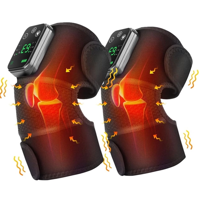 Masajeador térmico de rodilla 3 en 1, soporte de masaje con calefacción para hombro, rodilla y codo, almohadilla de vibración recargable, alivio del dolor de artritis