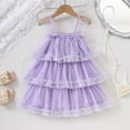 thumbnail image 2 of Toddler Baby Girls Dress Print Layered Sleeveless Casual Kids Fashion Summer Dresses Solid Spaghetti Knee Length Purple 4 Years-5 Years, 2 of 6