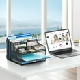thumbnail image 6 of Marbrasse Mesh Metal Desk Organizer with Sliding Trays, Multi - Compartment Desktop File Organizer for Office Supplies, Documents, Folders, Black, 6 of 8