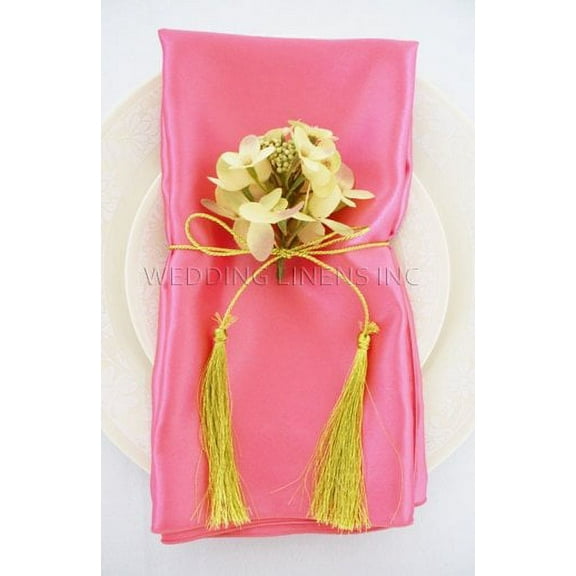 Wedding Linens Inc. (10pcs) 20'' x20" Satin Table Napkins for wedding Party Decoration events - Bubble Gum