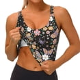 thumbnail image 3 of Balery Floral Insects Sujetadores deportivos con espalda cruzada para mujer, acolchados, sin costuras, de alto impacto, ideales para yoga, gimnasio, entrenamiento y fitness.-Large, 3 of 8