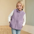 thumbnail image 2 of Gubotare Girls Fleece Vest Boys Polar Fleece Vest Kids Full-Zip Lightweight Sleeveless Jacket Fall Winter Warm Outwear Size 15-16 (Purple,15-16 Years), 2 of 6