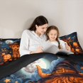 thumbnail image 4 of Manfei Cute Highland Cow Print Twin Bedding for Kids, Halloween Pumpkin Witch Hat Art Bedding Comforter Set, Black Reversible, 7-Piece, 4 of 7