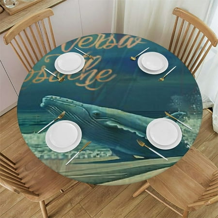 

Sheronv Whale Beach Round Tablecloth Waterproof Stain-Resistant 31 -35