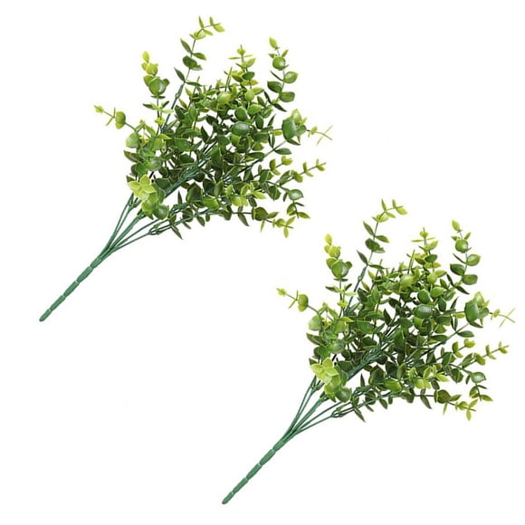 Inteprter 2 piezas de eucalipto artificial simulación de plástico aspecto vívido plantas de follaje boda jardín fiesta balcón Decoración