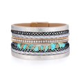 thumbnail image 1 of LUVCLS Pulseras envolventes de cuero para mujer, brazalete bohemio con cuentas de cristal multicapa, 1 of 7