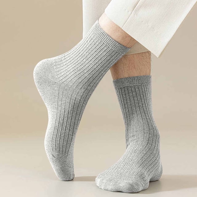 RKSTN Mens Socks 5PC Winter Solid Color Comfortable Breathable Knitted Cotton Socks Soft Breathable Mens Socks
