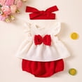 thumbnail image 2 of TOWED22 Baby Infant Girl 2 Piece Lovely Outfits Sleeveless Tops and Shorts Cute Sets Summer Tank Shirts Clothing Toddler Casual Elastic Waist Clothes(Red,12-18 M), 2 of 5