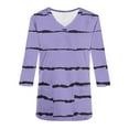 thumbnail image 5 of Cavosen Scrubs for Women Shirts Purple 3/4 Sleeve V Neck Scrub Tops Stretchy Soft Xmas Striped Workout Scrub Shirts with Pocket Breathable Nursing Uniform Underscrub Tee S, 5 of 5