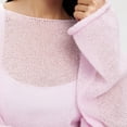 thumbnail image 6 of MEICHEN Women's Mesh Long Sleeve Tops Boat Neck See Through Lightweight Sweater Crochet Knit Tops, 6 of 9