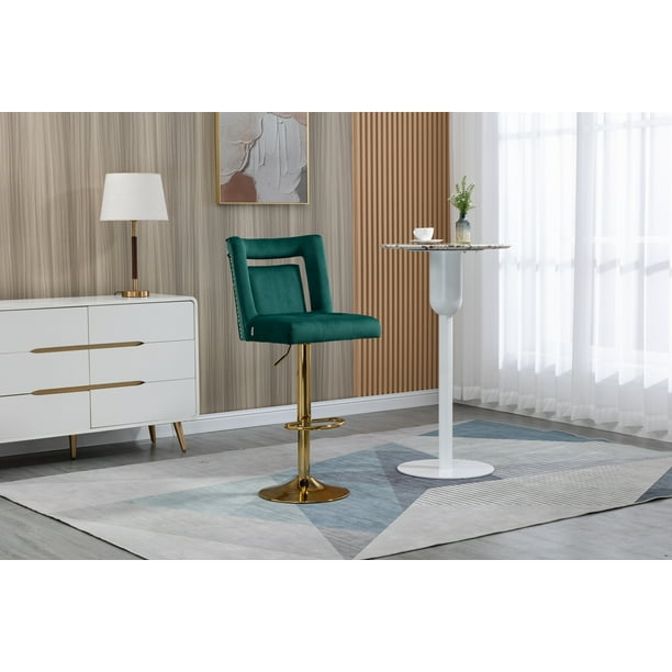 Luccalily Counter Height Bar Stools,Velvet 360° Swivel Adjustable Bar